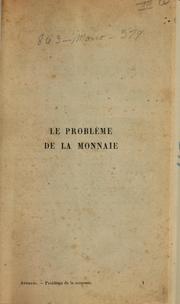 Front cover of Le problème de la monnaie by Jacques Arthuys
