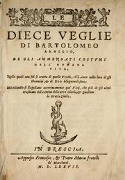 Front cover of Le diece veglie di Bartolomeo Arnigio by Bartolomeo Arnigio