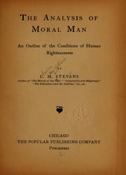 Cover of The analysis of moral man by Stevens, C. M.