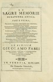 Front cover of Le sagre memorie di Ravenna antica .. by Fabri,Girolamo