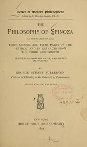 Front cover of The philosophy of Spinoza as contained in the first by Benedictus de Spinoza