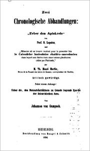 Cover of Zwei chronologische Abhandlungen by Johannes von Gumpach