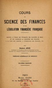 Front cover of Cours de science des finances et de législation financière française by Gaston Jèze
