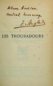 Cover of Les troubadours by Joseph Anglade