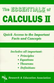 Front cover of The essentials of calculus II by M. Fogiel