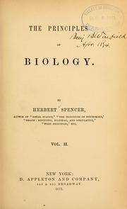 Front cover of The principles of biology by Herbert Spencer