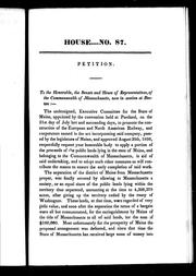 Front cover of Petition to the Honorable, the Senate and House of Representatives, of the commonwealth of Massachusetts, now in session at Boston by Unknown