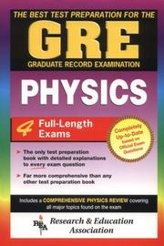 Front cover of The best test preparation for the GRE, Graduate Record Examination, physics test by Joseph J. Molitoris
