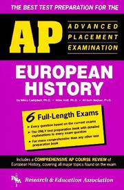 Front cover of The best test preparation for the advanced placement examination in European History by Miles E. Campbell
