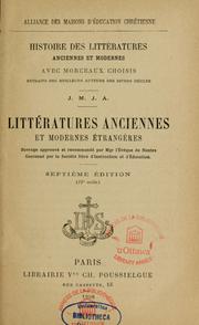 Front cover of Histoire des littératures anciennes et modernes avec morceaux choisis by Alliance des maisons d'éducation chrétienne