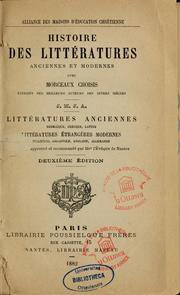 Front cover of Histoire des littératures anciennes et modernes avec morceaux choisis by Alliance des maisons d'éducation chrétienne