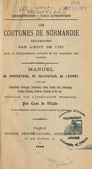 Front cover of Les coutumes de Normandie by Léon de Vilade