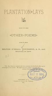 Cover of Plantation lays and other poems by Belton O'Neall Townsend