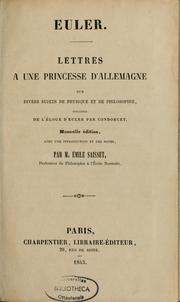 Front cover of Lettres à une princesse d'Allemagne by Leonhard Euler