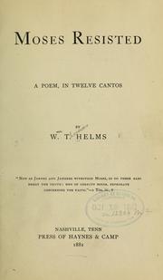 Cover of Moses resisted by W. T. Helms
