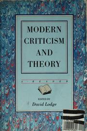 Front cover of Modern criticism and theory by David Lodge