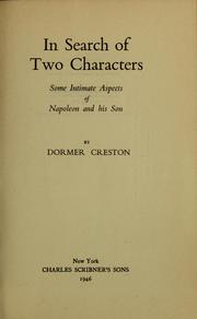 Front cover of In search of two characters by Dormer Creston