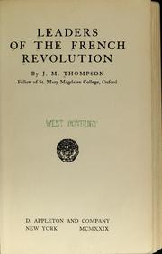 Cover of Leaders of the French Revolution by J. M. Thompson