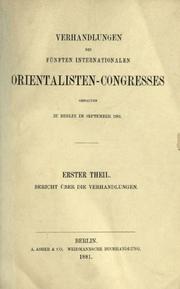 Front cover of Verhandlungen des fünften Internationalen Orientalisten-Congresses by International Congress of Orientalists, 5th, Berlin, 1881