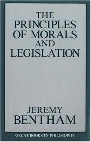 Front cover of The principles of morals and legislation by Jeremy Bentham