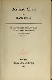 Cover of Bernard Shaw by Frank Harris
