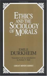 Front cover of Ethics and the sociology of morals by Émile Durkheim