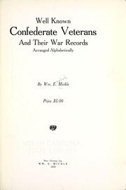 Front cover of Well known Confederate veterans and their war records by William English Mickle
