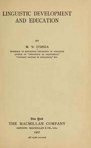 Cover of Linguistic development and education by O'Shea, M. V.