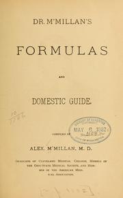 Front cover of Dr. M'Millan's formulas and domestic guide by M'Millan, Alexander M. D.