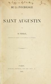 Front cover of De la psychologie de Saint Augustin by Marin Ferraz
