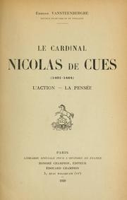 Front cover of Le cardinal Nicolas de Cues (1401-1464) by Edmond Vansteenberghe