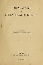 Cover of Foundations of educational sociology by Charles C. Peters