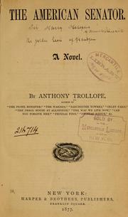 Cover of The American senator by Anthony Trollope