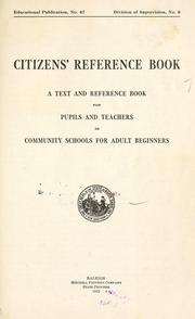Front cover of Citizens' reference book by Elizabeth Cleveland Morriss