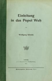 Front cover of Einleitung in das Popol wuh by Wolfgang Schultz