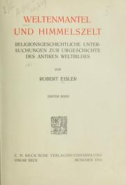 Cover of Weltenmantel und himmelszelt by Robert Eisler
