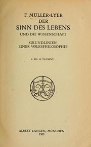 Front cover of Der Sinn der Lebens und die Wissenschaft by Franz Carl Müller-Lyer