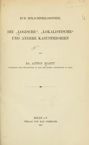 Front cover of Die "logische", "lokalistische" und andere Kasustheorien by Marty, Anton