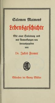 Front cover of Salomon Maimons Lebensgeschichte by Salomon Maïmon