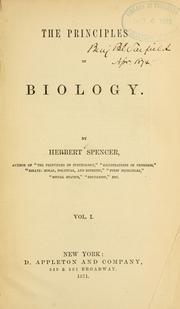 Front cover of The principles of biology by Herbert Spencer