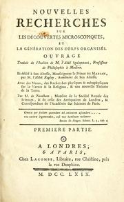 Front cover of Nouvelles recherches sur les découvertes microscopiques, et la génération des corps organisés by Lazzaro Spallanzani