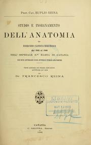 Front cover of Studio e insegnamento dell'anatomia ed esercizio clinico-chirurgico dal 1825 al 1860 nell' Ospedale Sta. Marta di Catania by Euplio Reina