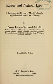 Front cover of Ethics and natural law by George Lansing Raymond