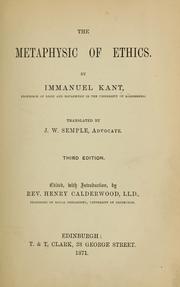 Front cover of The metaphysic of ethics by Immanuel Kant