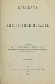 Cover of Elementa philosophiae moralis by Louis Jouin