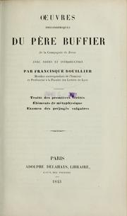 Front cover of Œuvres philosophiques du père Buffier de la Compagnie de Jésus by Claude Buffier