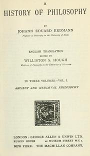 Cover of A history of philosophy by Johann Eduard Erdmann