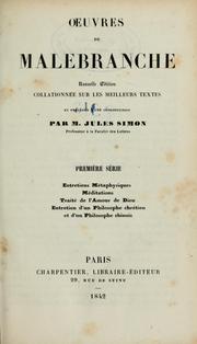 Front cover of Oeuvres de Malebranche by Nicolas Malebranche