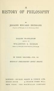 Cover of A history of philosophy by Johann Eduard Erdmann