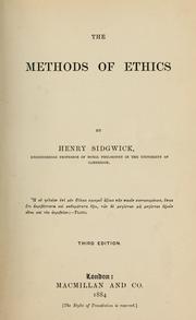 Front cover of The methods of ethics by Henry Sidgwick